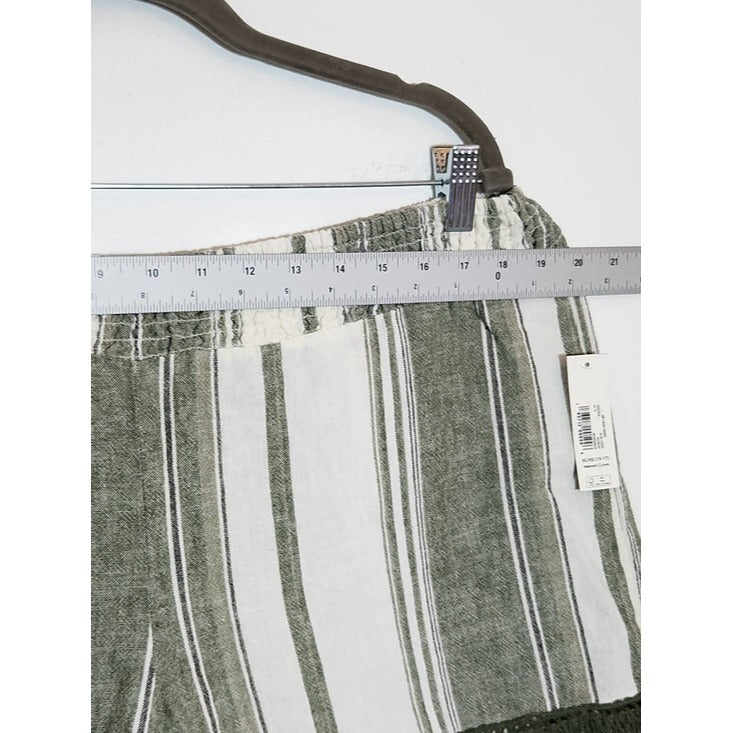 No Boundaries Green and White Stripe Fringe Hem Shorts Size XL NWT