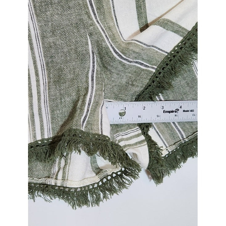 No Boundaries Green and White Stripe Fringe Hem Shorts Size XL NWT