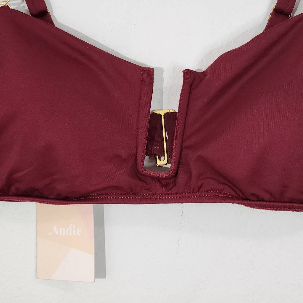 Andie Oxblood Bikini Top Wine Swim Top NWT Medium Burgundy Andie Swim Top