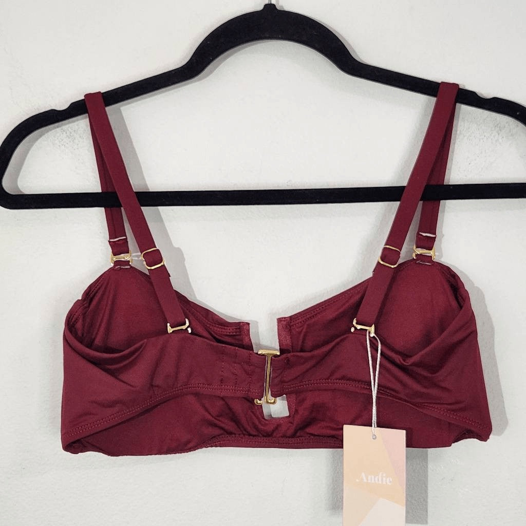 Andie Oxblood Bikini Top Wine Swim Top NWT Medium Burgundy Andie Swim Top