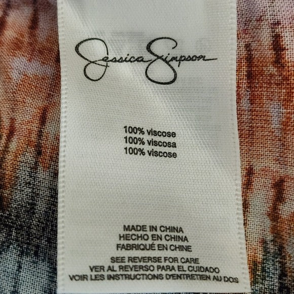 Jessica Simpson Blue and Orange Peasant Blouse with Puffy Sleeves NWT Size 1X