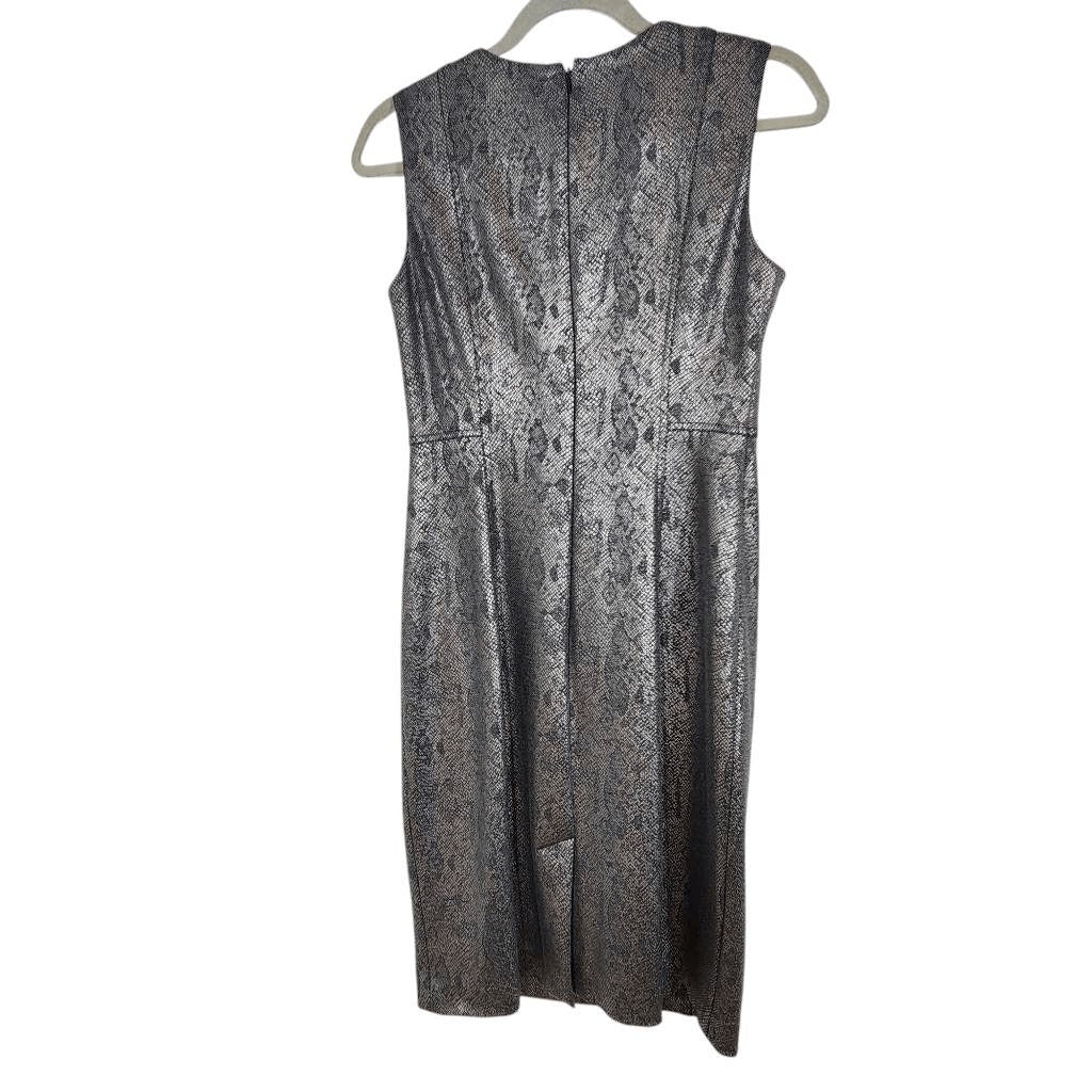 Calvin Klein Silver Snakeskin Sleeveless Sheath Dress Size 2 Wedding Guest Dress