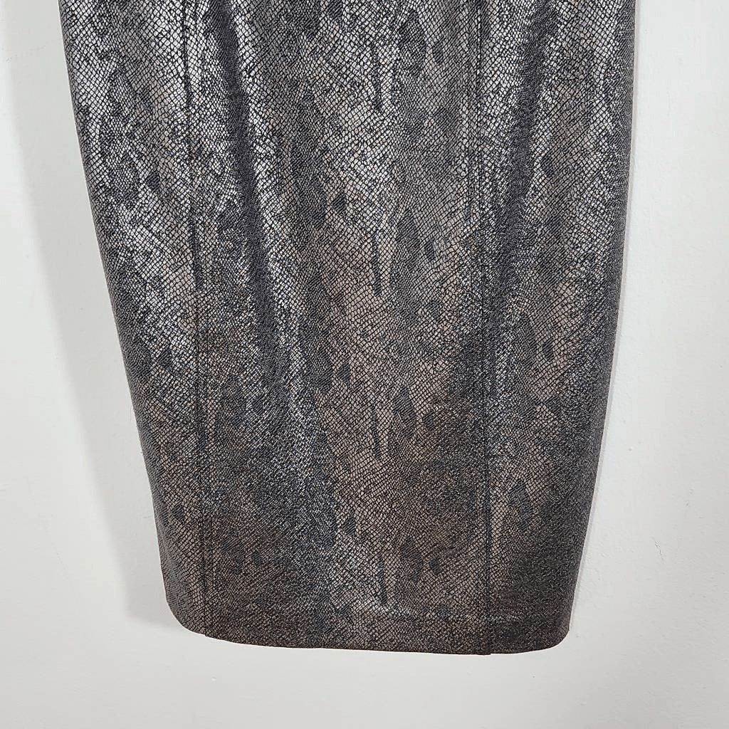 Calvin Klein Silver Snakeskin Sleeveless Sheath Dress Size 2 Wedding Guest Dress