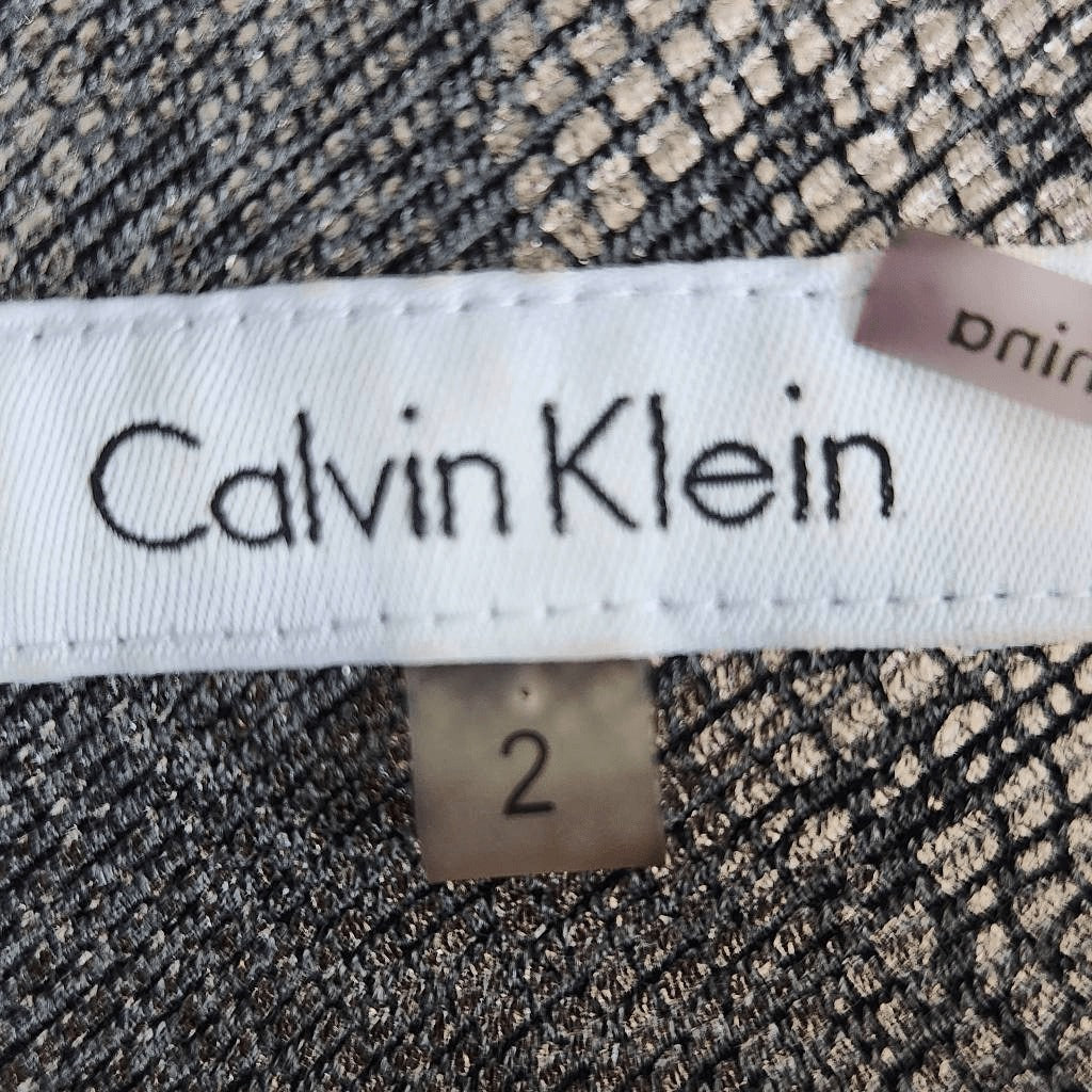 Calvin Klein Silver Snakeskin Sleeveless Sheath Dress Size 2 Wedding Guest Dress
