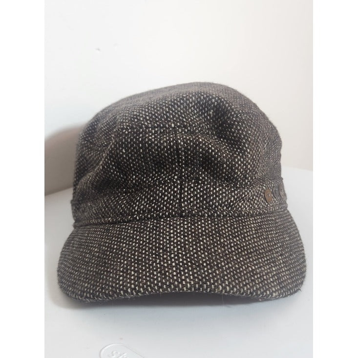 Quiksilver Brown Tweed Newsboy Hat with Metallic Button Detail One Size