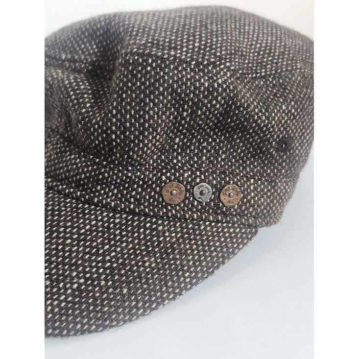 Quiksilver Brown Tweed Newsboy Hat with Metallic Button Detail One Size