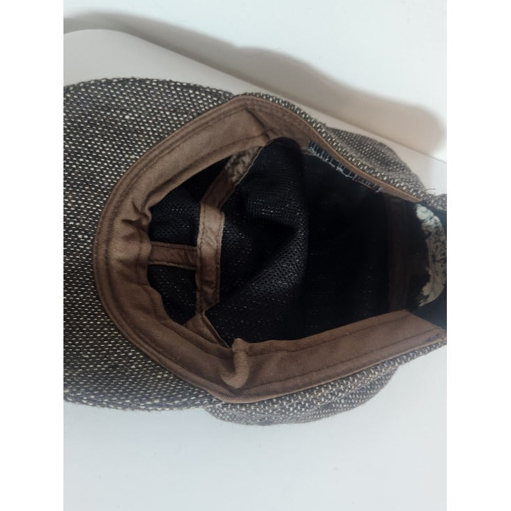 Quiksilver Brown Tweed Newsboy Hat with Metallic Button Detail One Size