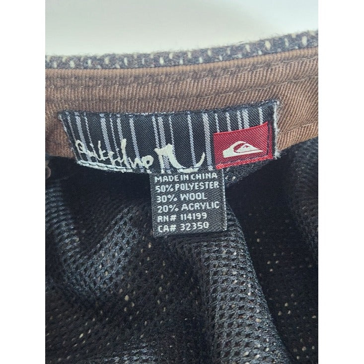 Quiksilver Brown Tweed Newsboy Hat with Metallic Button Detail One Size