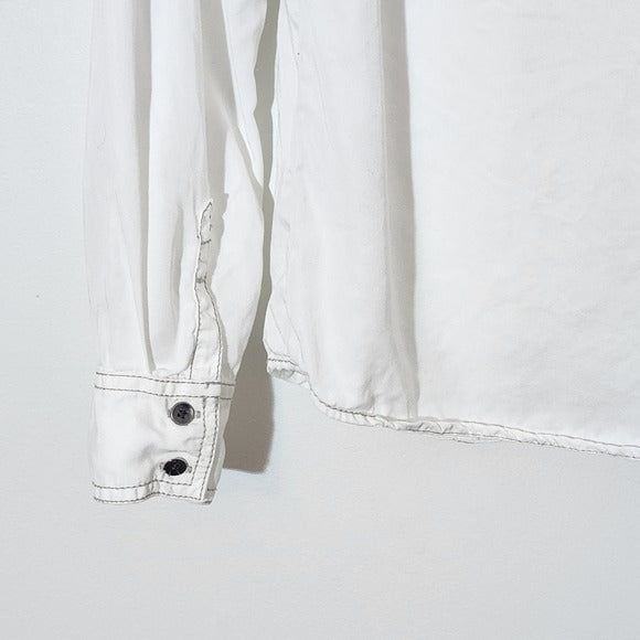 Halogen White Chambray Button-Up Shirt Size Small