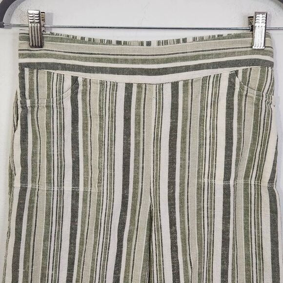 Isaac Mizrahi Bridgehampton Green Striped Linen Shorts Size 0 Tall Linen Shorts