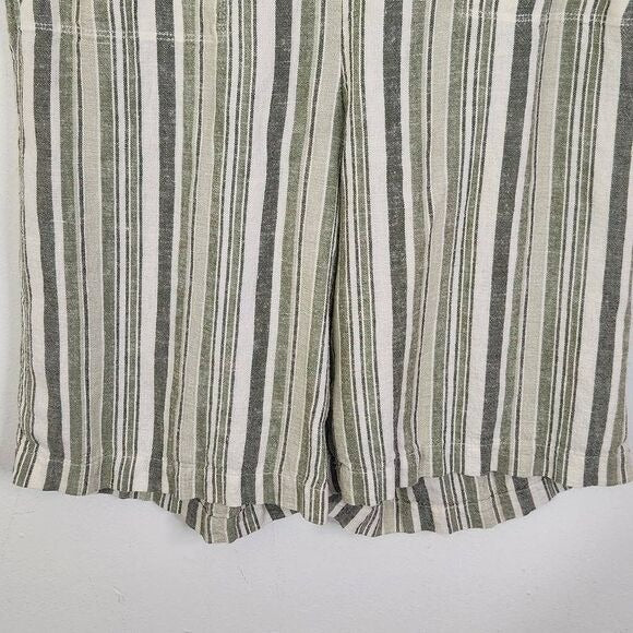 Isaac Mizrahi Bridgehampton Green Striped Linen Shorts Size 0 Tall Linen Shorts