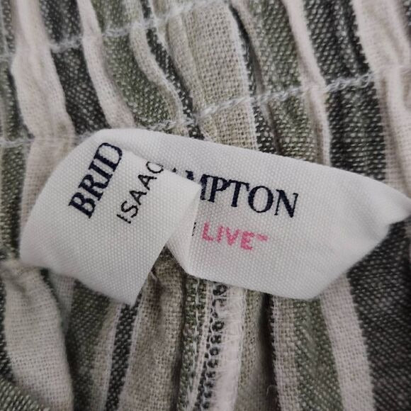 Isaac Mizrahi Bridgehampton Green Striped Linen Shorts Size 0 Tall Linen Shorts