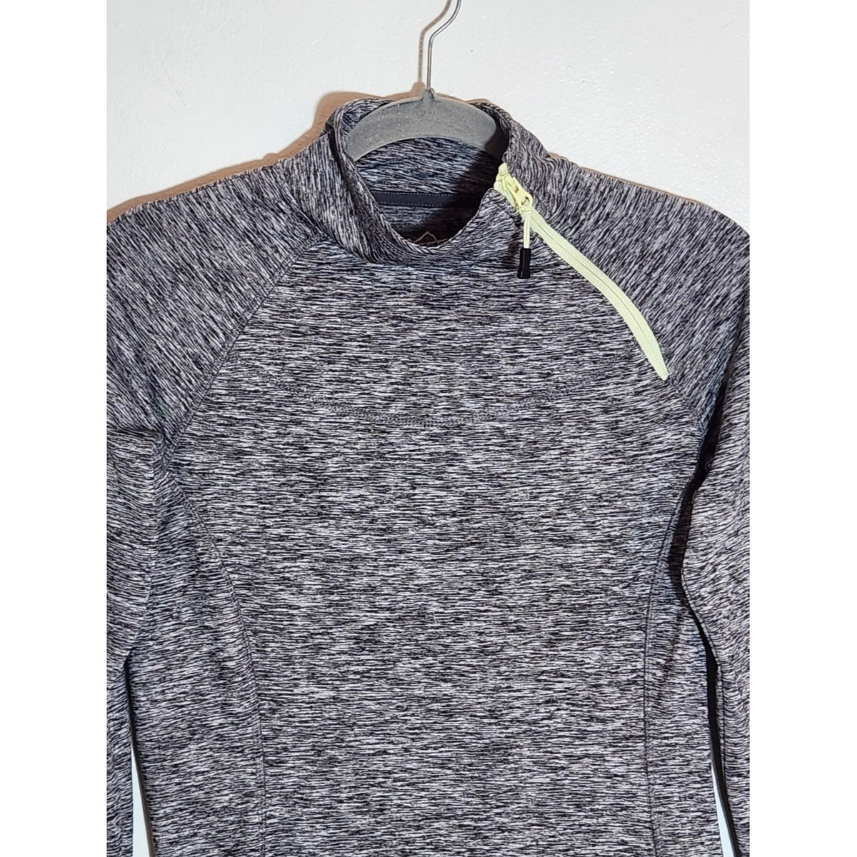 Eddie Bauer Heather Gray Fleece Lined Athletic Pullover Mock Neck Size Small