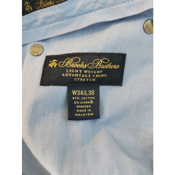 Brooks Brothers Mens Khaki Stretch Chino Pants Size 34 x 30