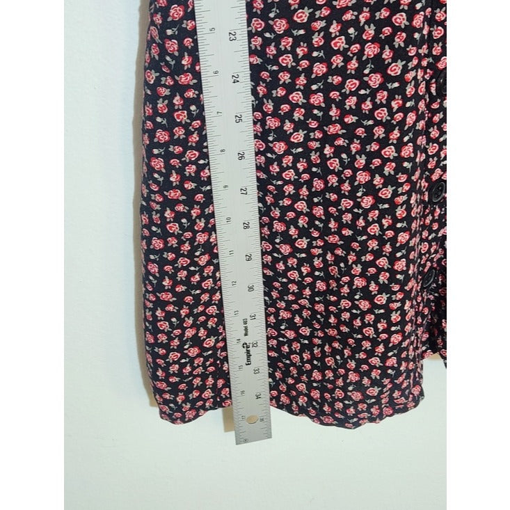 Aeropostale Black and Red Floral Print Fit and Flare Mini Dress Size Medium NWT