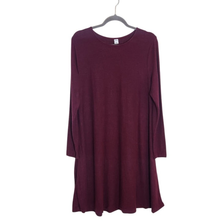Old Navy Long Sleeve Burgundy Swing Dress Size Large NWT