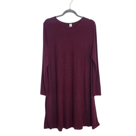 Old Navy Long Sleeve Burgundy Swing Dress Size Large NWT