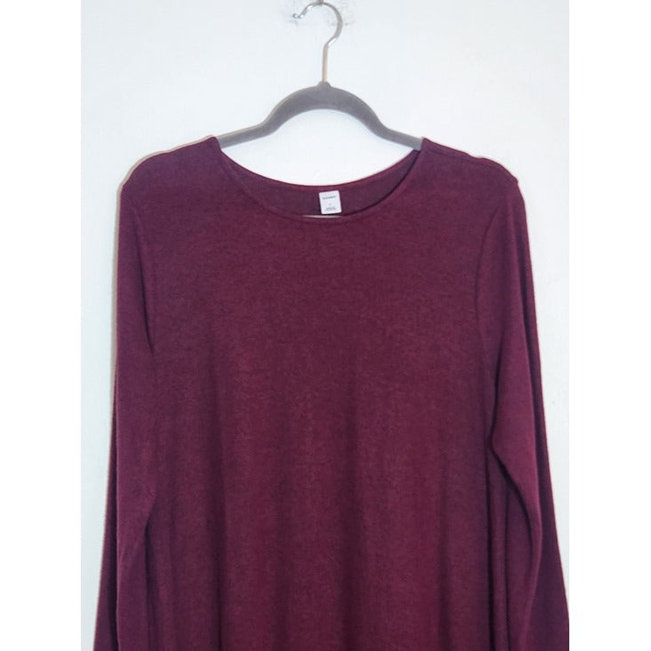 Old Navy Long Sleeve Burgundy Swing Dress Size Large NWT