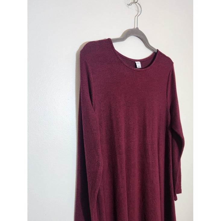Old Navy Long Sleeve Burgundy Swing Dress Size Large NWT