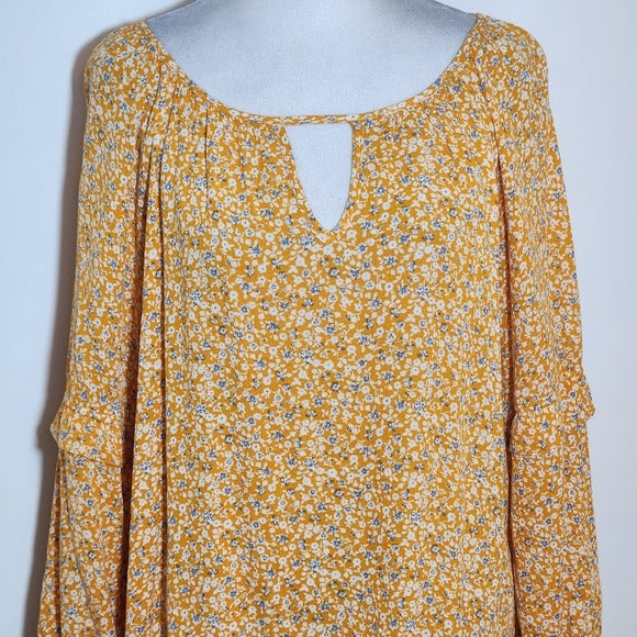 West Kei Orange Floral Blouse Size Large NWOT