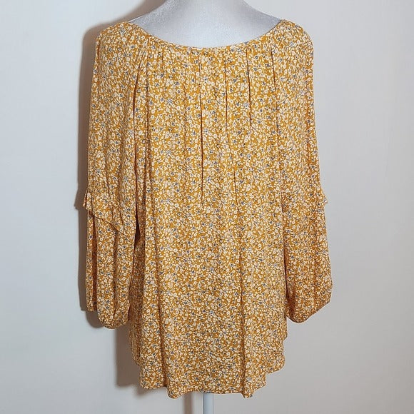 West Kei Orange Floral Blouse Size Large NWOT