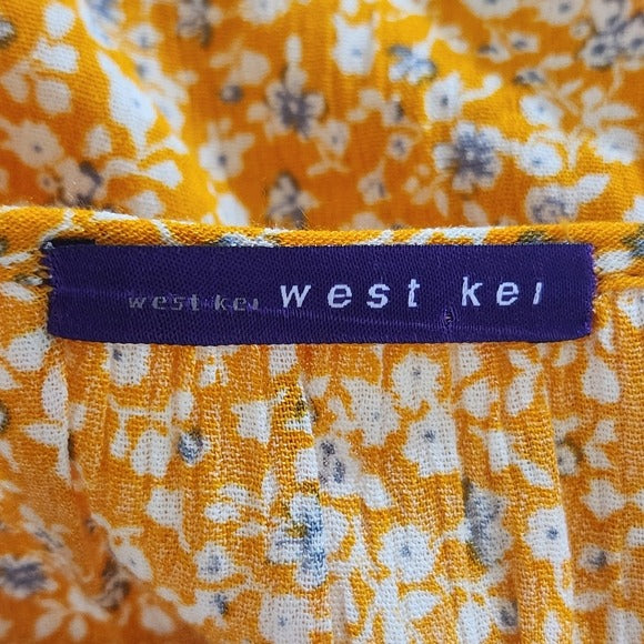 West Kei Orange Floral Blouse Size Large NWOT