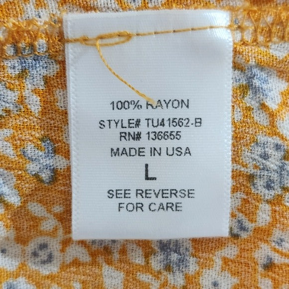 West Kei Orange Floral Blouse Size Large NWOT