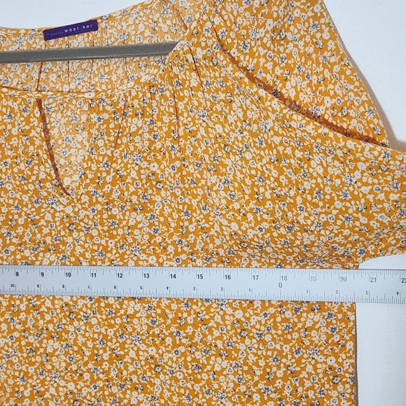West Kei Orange Floral Blouse Size Large NWOT