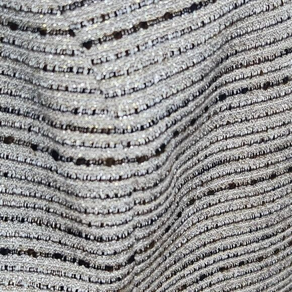 Kasper Silver and Black Blazer Size 12 Petite Kasper Dressy Collarless Blazer