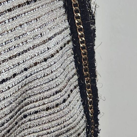 Kasper Silver and Black Blazer Size 12 Petite Kasper Dressy Collarless Blazer