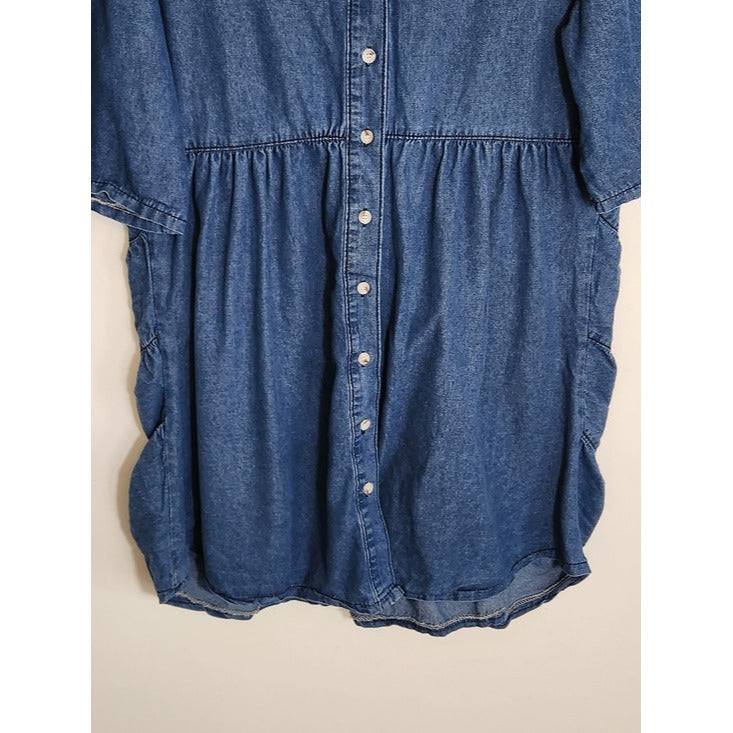TheyLook Medium Wash Blue Denim Mini Shirt Dress Size XXL