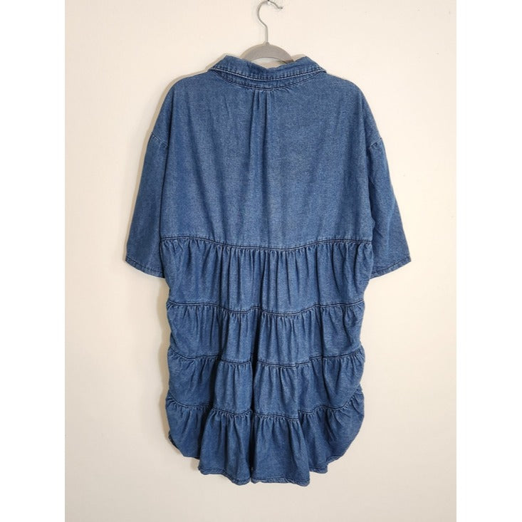 TheyLook Medium Wash Blue Denim Mini Shirt Dress Size XXL