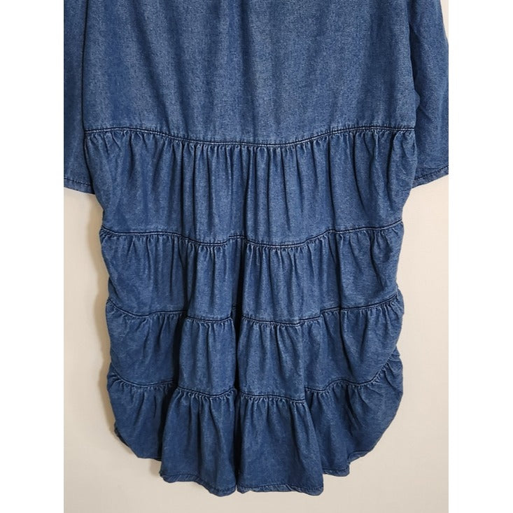 TheyLook Medium Wash Blue Denim Mini Shirt Dress Size XXL