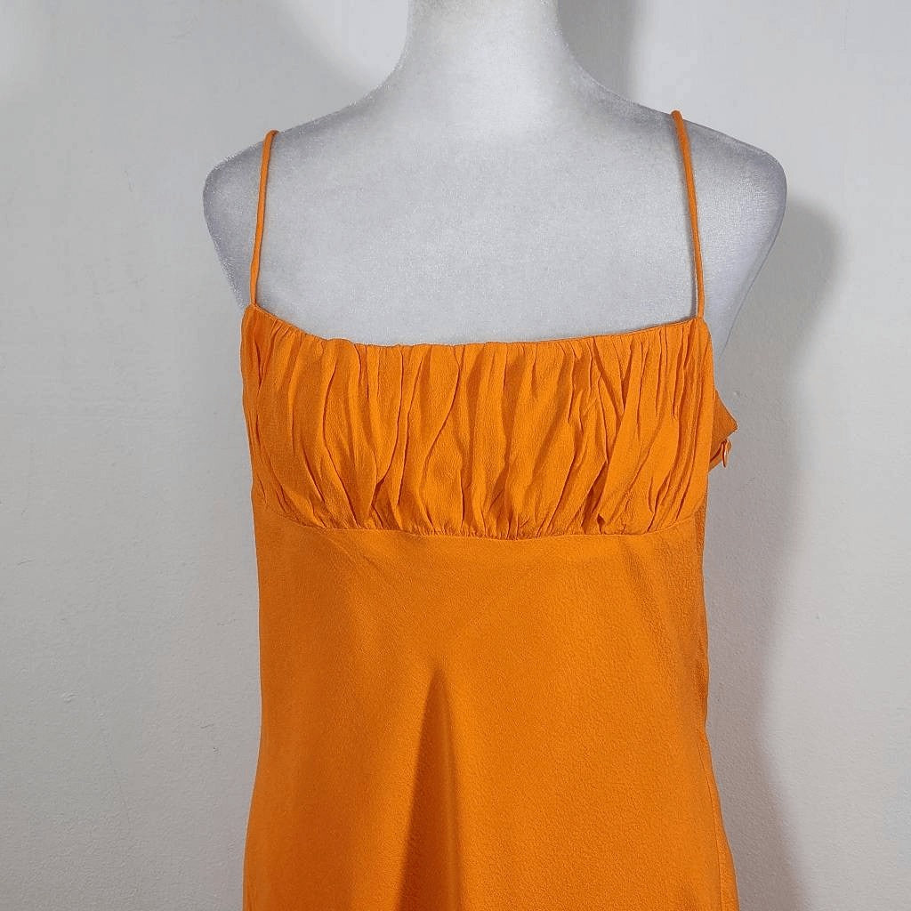 Olivaceous Orange Sundress with Ruched Bust NWT Size Large Orange Slip Dress