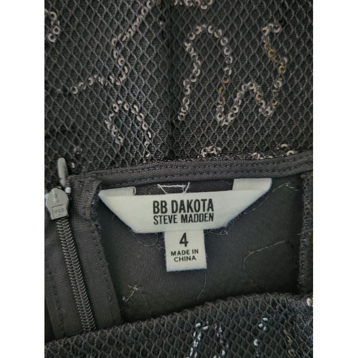 BB Dakota Sleeveless Mini Black Sequin Cocktail Dress Size 4