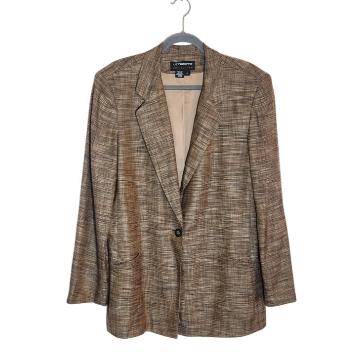 Liz Claiborne Brown Textured Lightweight Blazer Size 16