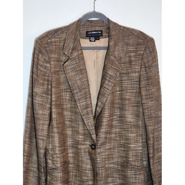 Liz Claiborne Brown Textured Lightweight Blazer Size 16