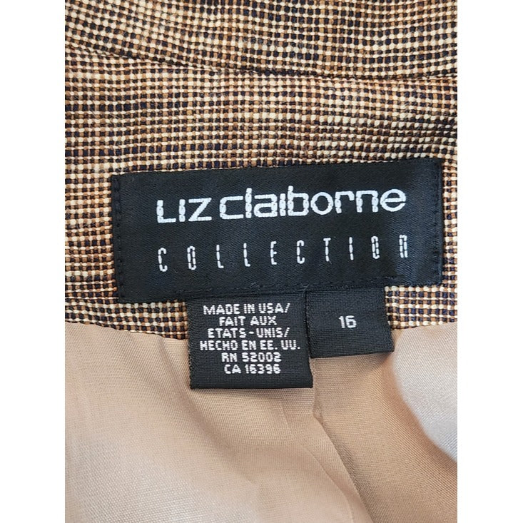 Liz Claiborne Brown Textured Lightweight Blazer Size 16