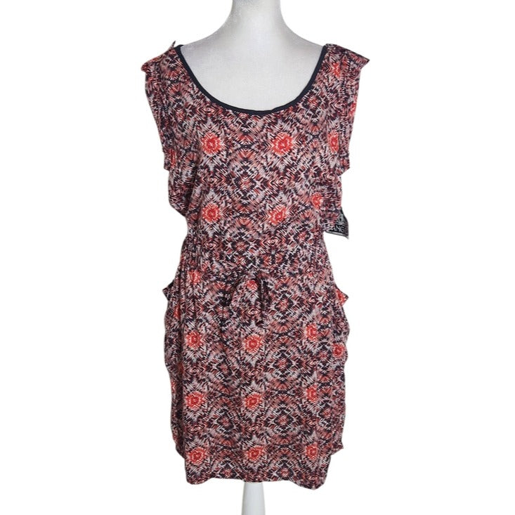 Angie Multicolor Blouson Mini Dress with Pockets NWT Size Large