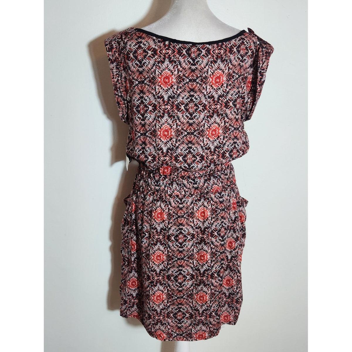 Angie Multicolor Blouson Mini Dress with Pockets NWT Size Large