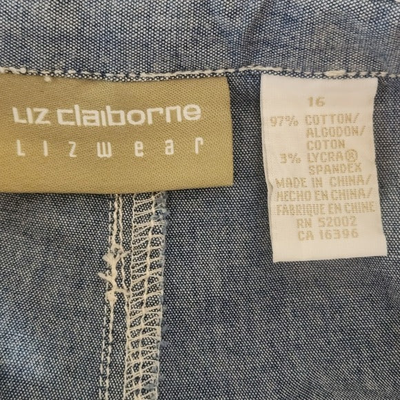 Liz Claiborne Chambray Mini Skort with Drawstring Size 16
