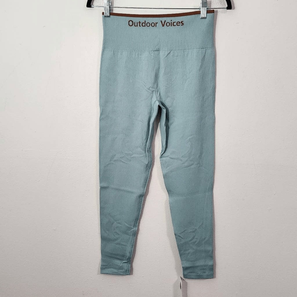 Outdoor Voices Blue Green Leggings NWT Size Medium Light Blue Leggings