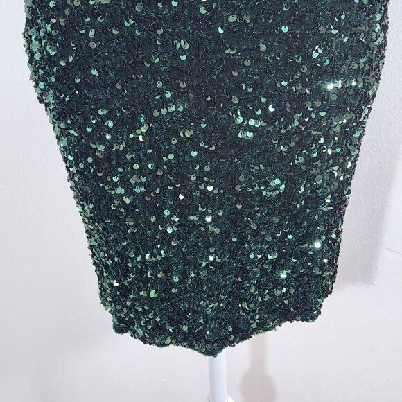 Mi Ami Green Sequin One Shoulder Mini Dress NWOT Size Small Formal Sequin Dress