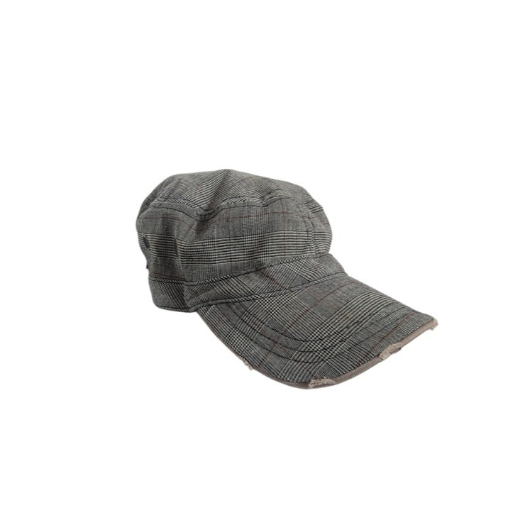 Bio-Domes Y2K Gray Plaid Cadet Hat with Brown Accents One Size