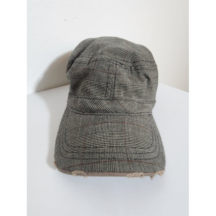 Bio-Domes Y2K Gray Plaid Cadet Hat with Brown Accents One Size