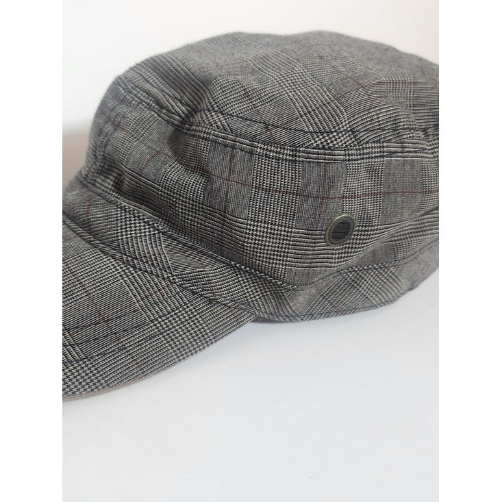 Bio-Domes Y2K Gray Plaid Cadet Hat with Brown Accents One Size