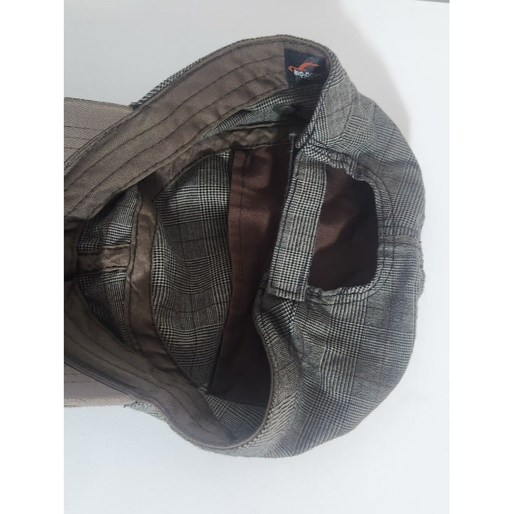 Bio-Domes Y2K Gray Plaid Cadet Hat with Brown Accents One Size