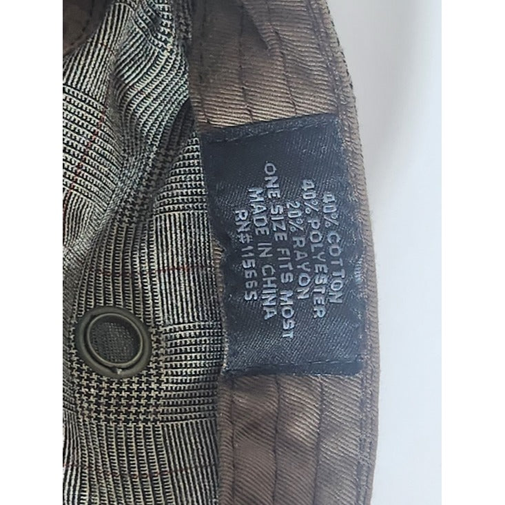 Bio-Domes Y2K Gray Plaid Cadet Hat with Brown Accents One Size