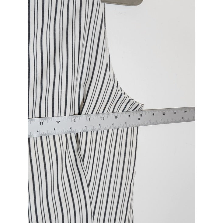 VICI Black and White Stripe Button Down Sleeveless Vest Style Top Sz Large NWOT