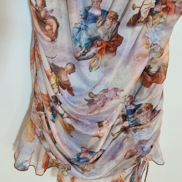 SHEIN Art Print Mesh Bodycon Dress Size 3X NWT Wedding Guest Dress